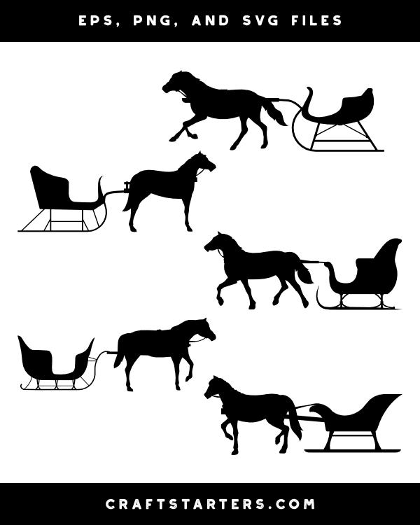 Horse and Sleigh Silhouette Clip Art