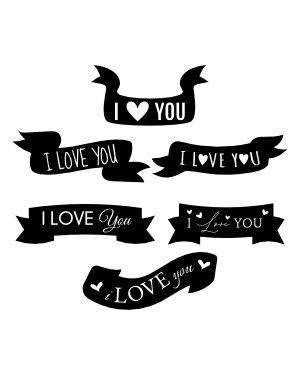 I Love You Banner Silhouette Clip Art