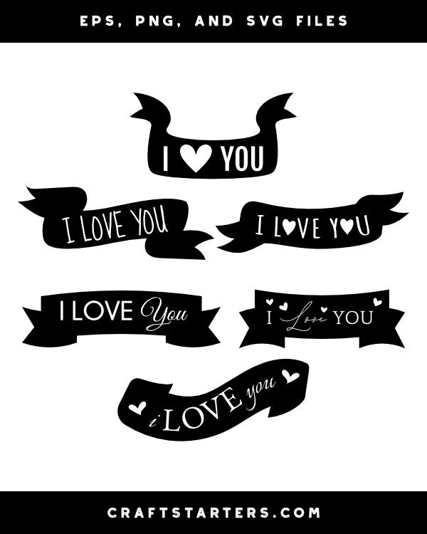 I Love You Banner Silhouette Clip Art