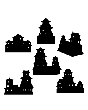 Japanese Castle Silhouette Clip Art