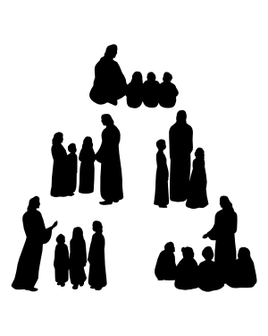 Jesus and Children Silhouette Clip Art