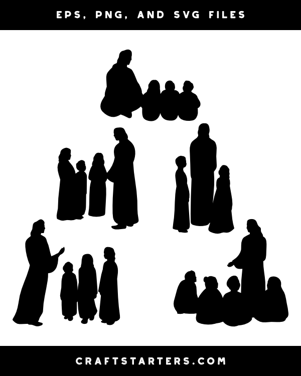 Jesus and Children Silhouette Clip Art