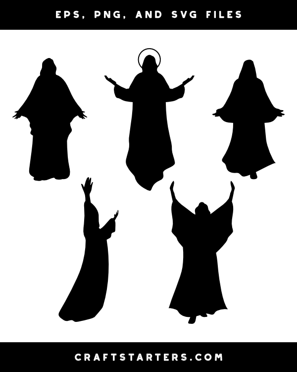 Jesus with Open Arms Silhouette Clip Art