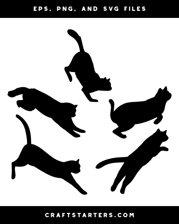Jumping Cat Silhouette Clip Art