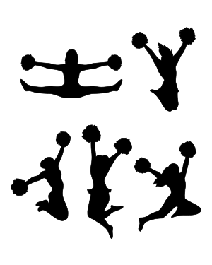 Jumping Cheerleader Silhouette Clip Art