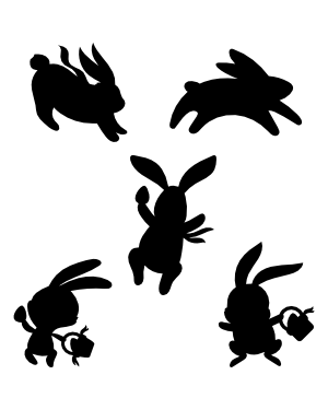 Jumping Easter Bunny Silhouette Clip Art