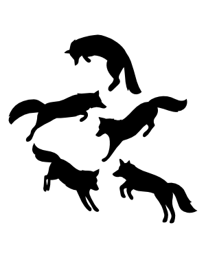 Jumping Fox Silhouette Clip Art
