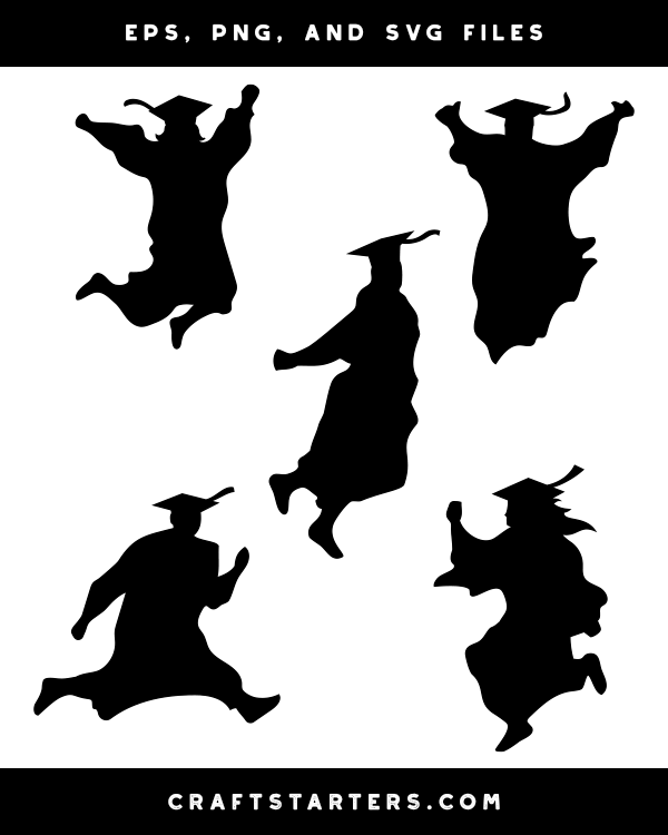 Jumping Graduate Silhouette Clip Art