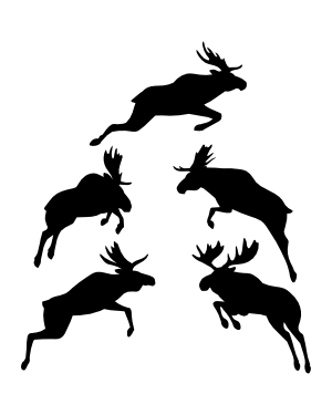 Jumping Moose Silhouette Clip Art