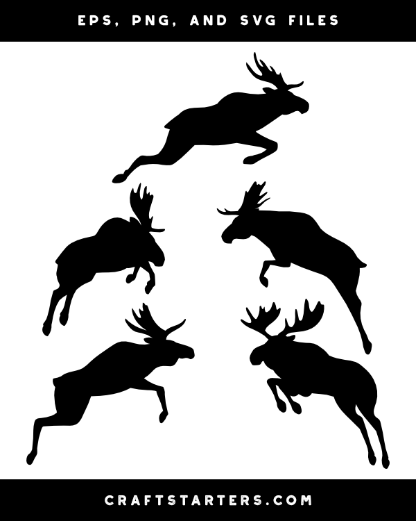 Jumping Moose Silhouette Clip Art