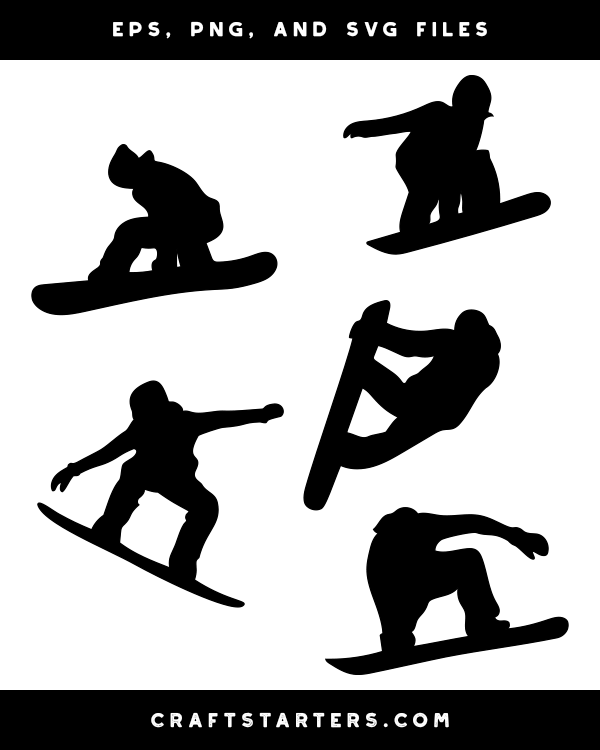 Jumping Snowboarder Silhouette Clip Art