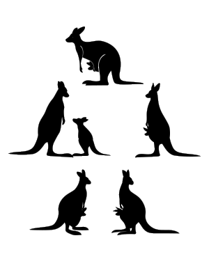 Kangaroo With Joey Silhouette Clip Art