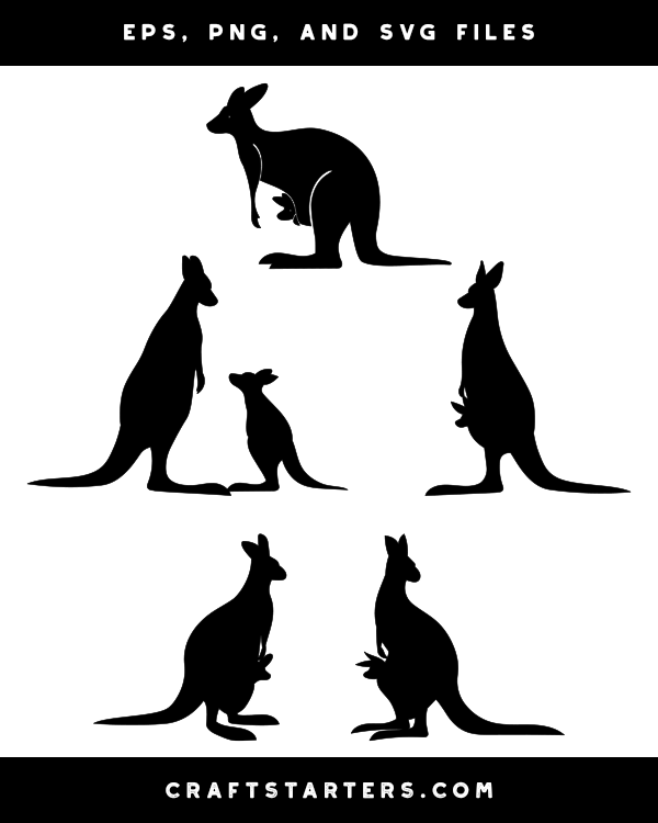 Kangaroo With Joey Silhouette Clip Art