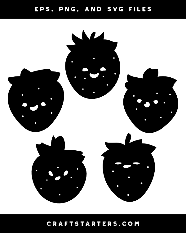 Kawaii Strawberry Silhouette Clip Art