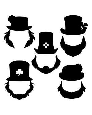 Leprechaun Beard and Hat Silhouette Clip Art