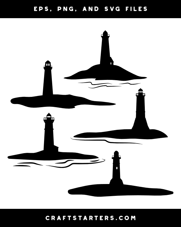 Lighthouse on Beach Silhouette Clip Art