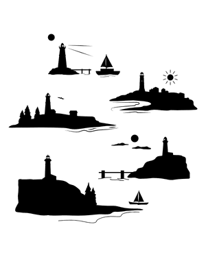 Lighthouse Scene Silhouette Clip Art