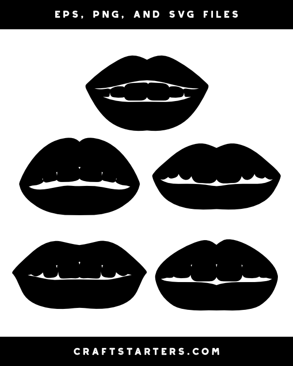 Lips with Teeth Silhouette Clip Art