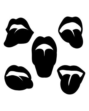 Lips with Tongue Out Silhouette Clip Art