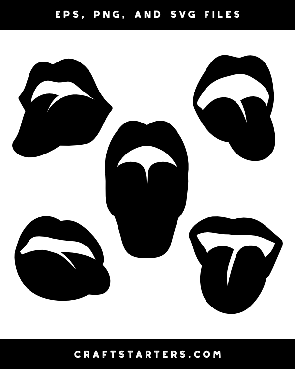 Lips with Tongue Out Silhouette Clip Art