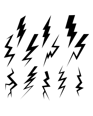 Long Lightning Bolt Silhouette Clip Art