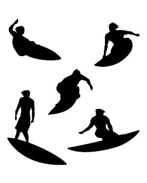Male Surfer Silhouette Clip Art
