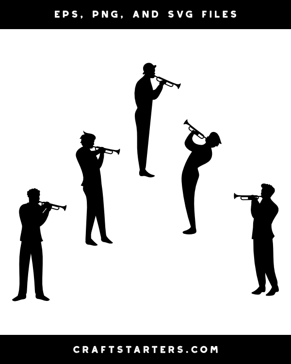 Male Trumpet Player Silhouette Clip Art