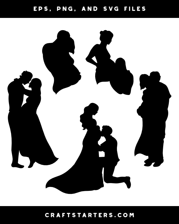 Man and Pregnant Woman Silhouette Clip Art
