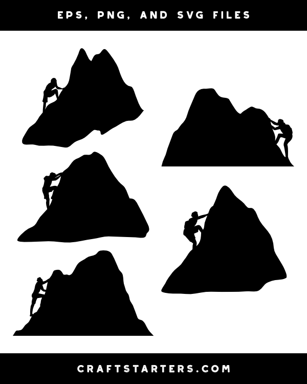 Man Climbing Mountain Silhouette Clip Art