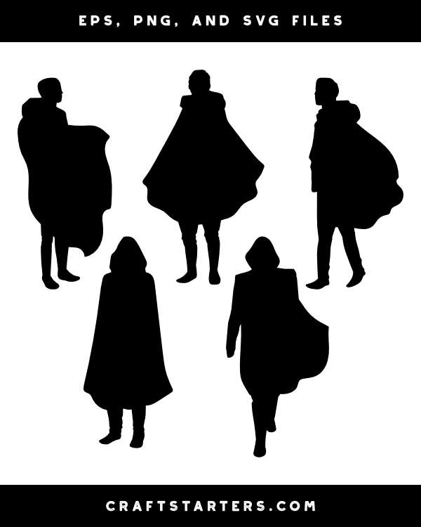 Man in Cloak Silhouette Clip Art