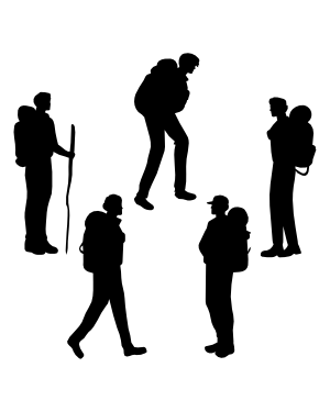 Man with Camping Backpack Silhouette Clip Art