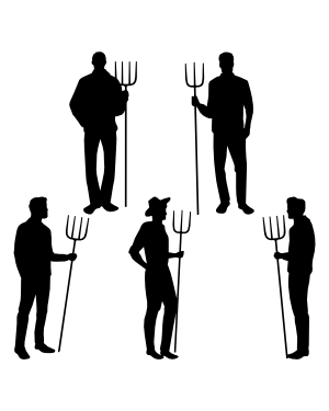 Man with Pitchfork Silhouette Clip Art