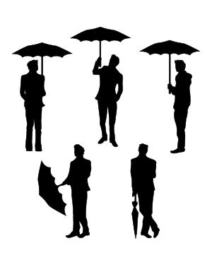 Man With Umbrella Silhouette Clip Art