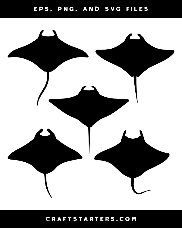 Manta Ray Top View Silhouette Clip Art