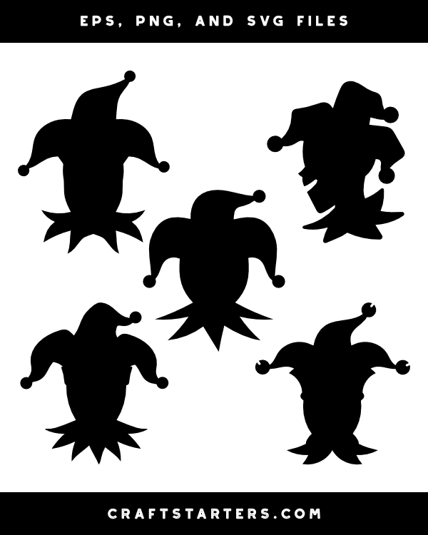 Mardi Gras Jester Head Silhouette Clip Art