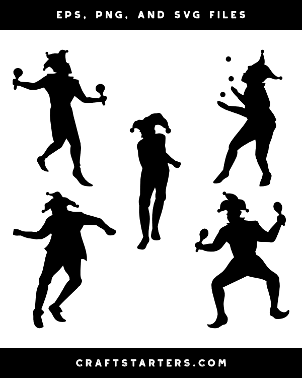 Mardi Gras Jester Silhouette Clip Art