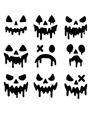 Melting Jack-o'-lantern Face Silhouette Clip Art