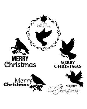 Merry Christmas Dove Silhouette Clip Art