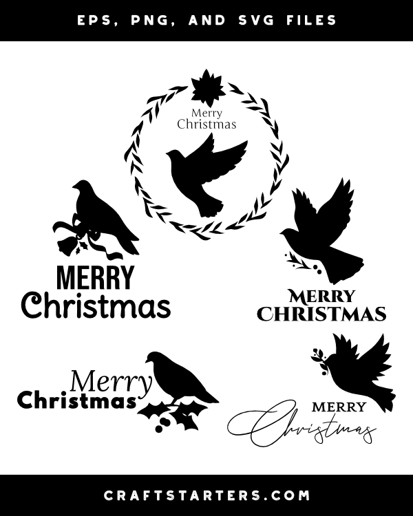 Merry Christmas Dove Silhouette Clip Art