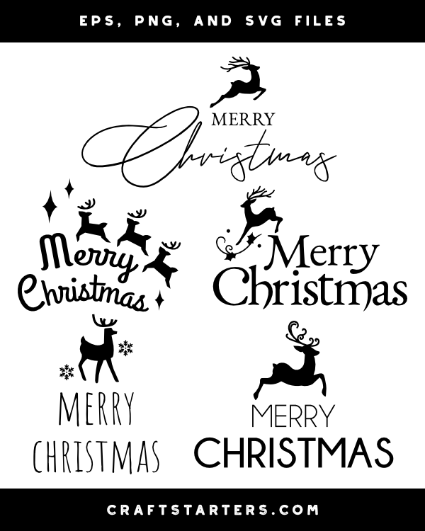 Merry Christmas Reindeer Silhouette Clip Art