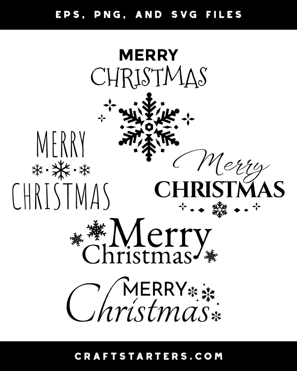 Merry Christmas Snowflake Silhouette Clip Art