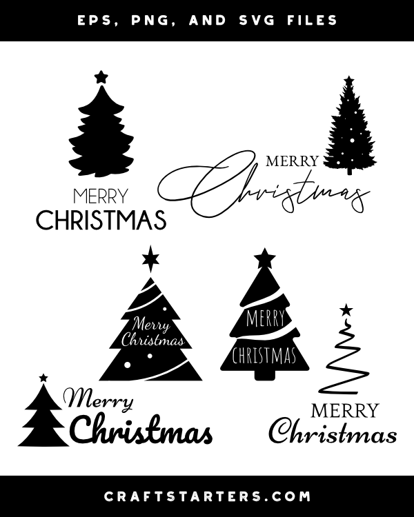 Merry Christmas Tree Silhouette Clip Art
