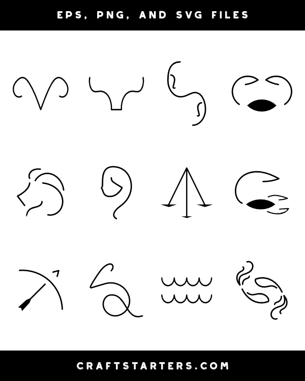 Minimalist Zodiac Sign Silhouette Clip Art
