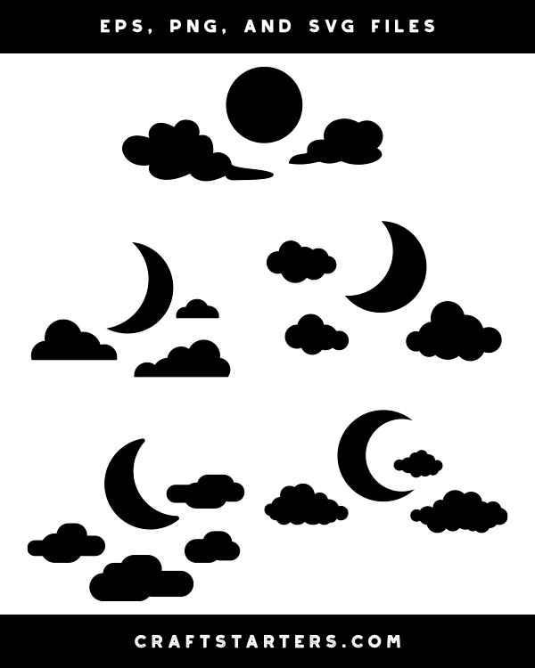 Moon And Cloud Silhouette Clip Art