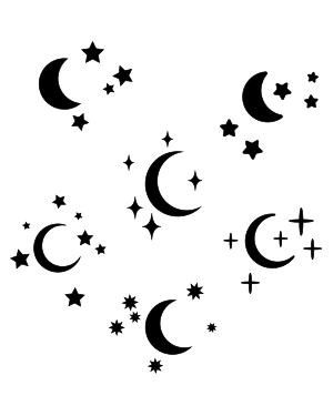 Moon And Stars Silhouette Clip Art