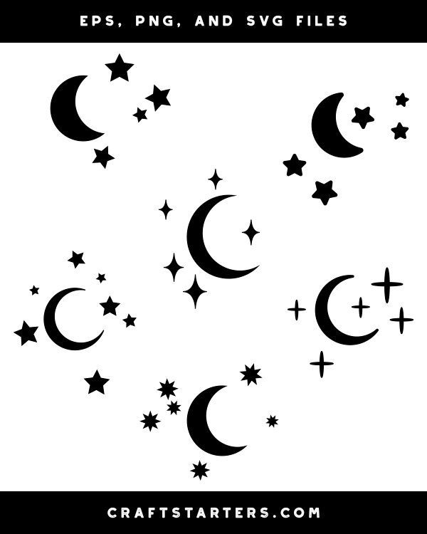 Moon And Stars Silhouette Clip Art