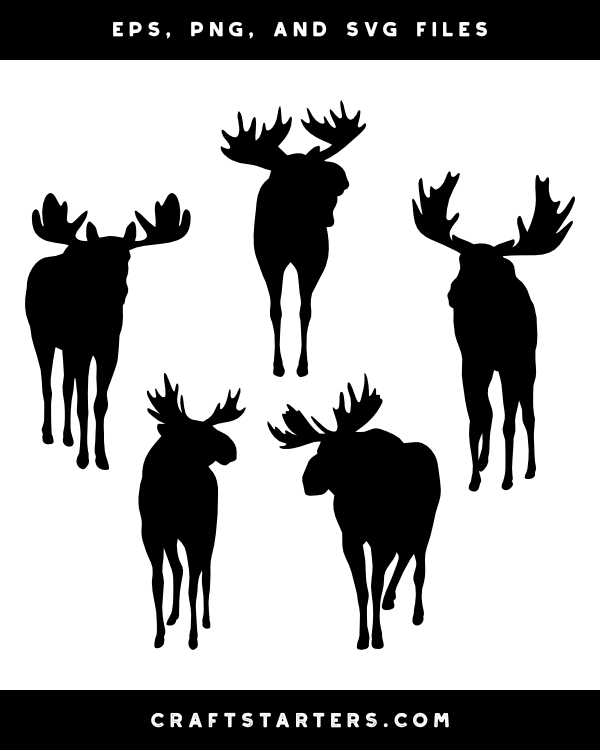 Moose Front View Silhouette Clip Art