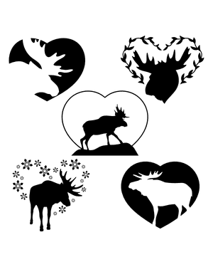 Moose Heart Silhouette Clip Art