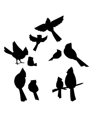 Mother and Baby Cardinal Silhouette Clip Art