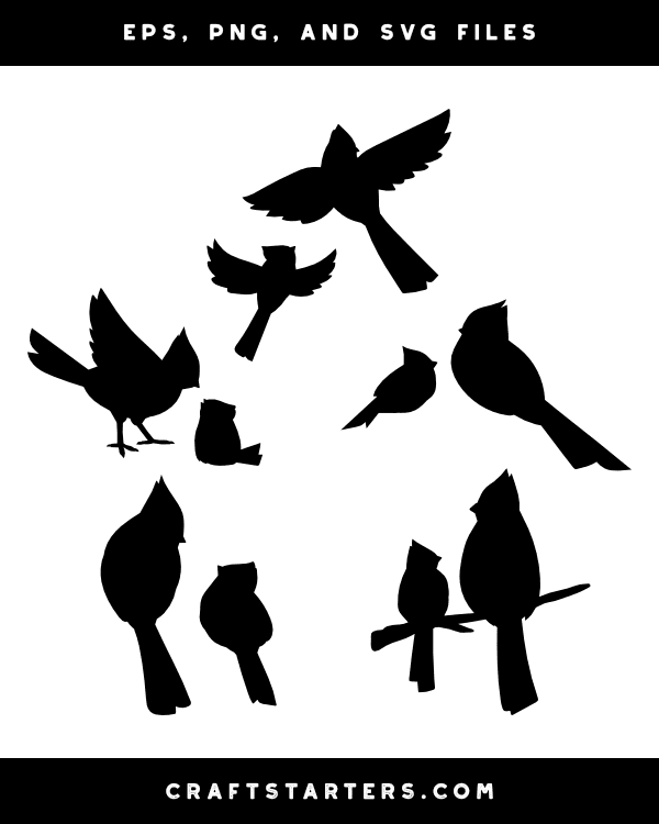 Mother and Baby Cardinal Silhouette Clip Art